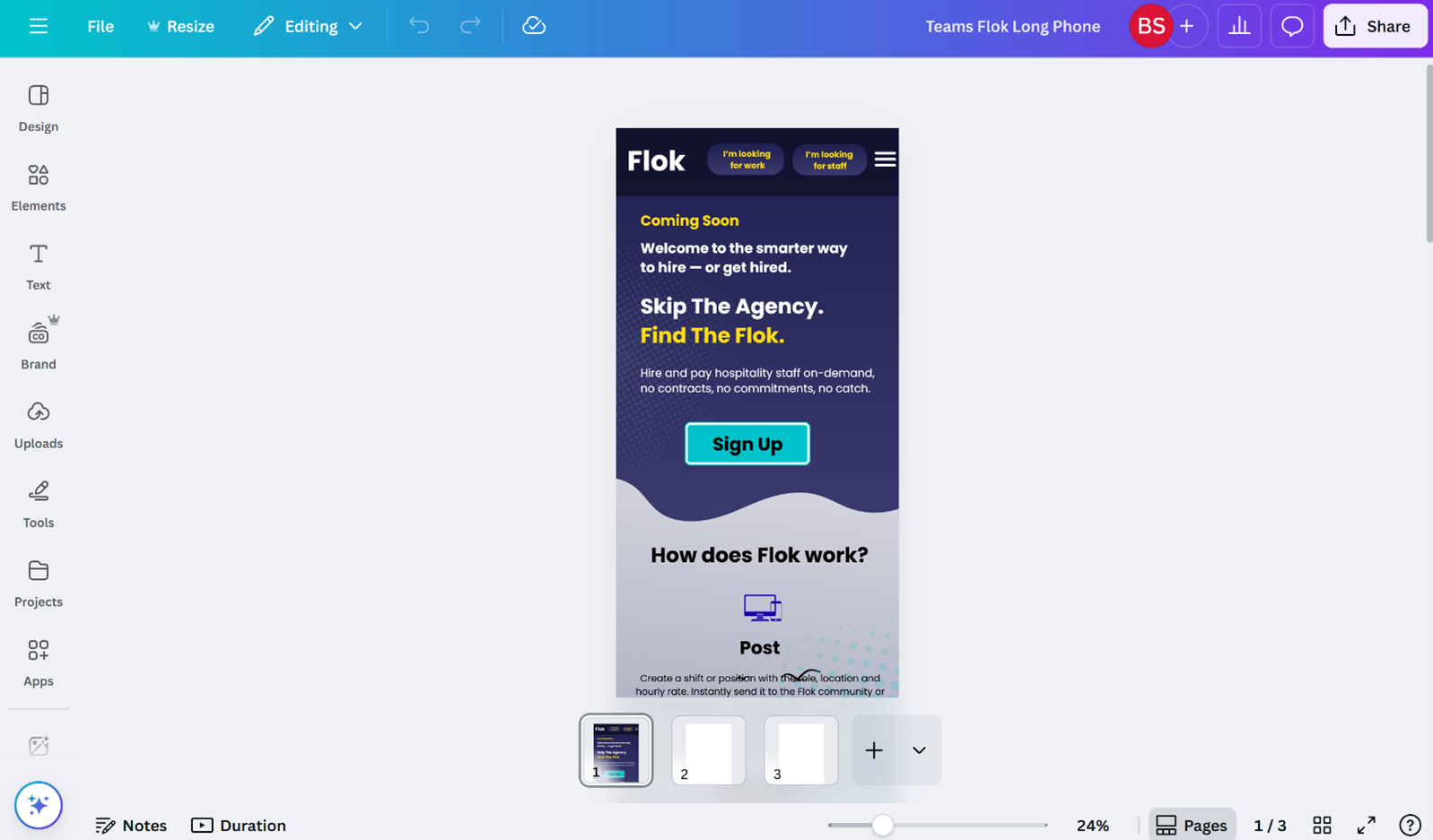 A screenshot of a mobile page design for a website's home page